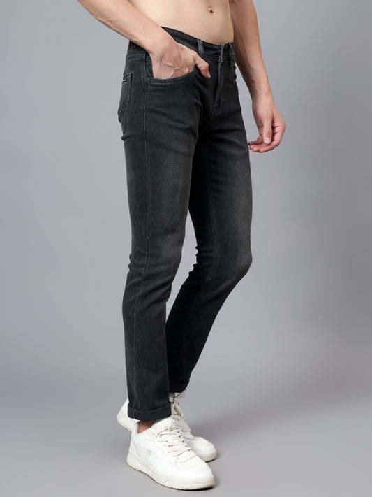 Denim Jeans for Men l Breathable & Soft with Color Fastness Ultra Narrow Fit Cotton Fabric Solid Pattern Button Closure