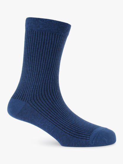 Men's Pack Of 5 Blue Crew Length Stripes Casual Socks