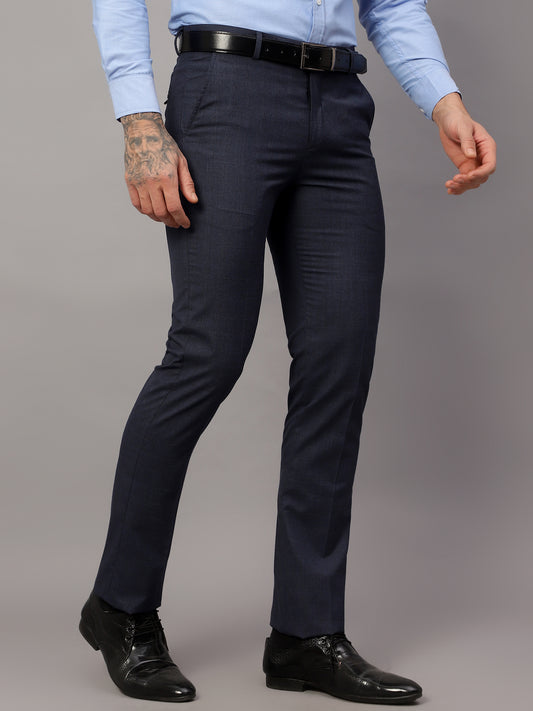 Formal Trouser for Men | Breathable & Soft with Color Fastness Regular Fit Poly Viscose Fabric Checkered Pattern Hook & Eye Closure