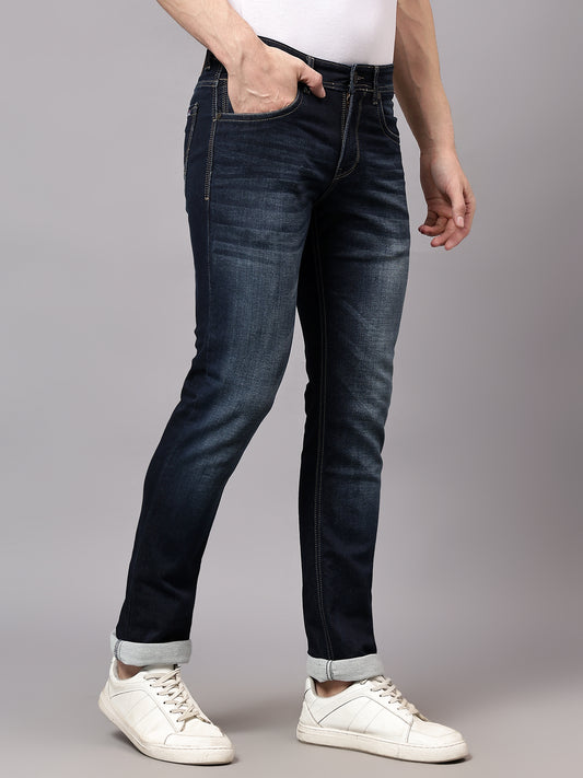 Denim Jeans for Men l Breathable & Soft with Color Fastness Ultra Narrow Fit Cotton Fabric Solid Pattern Button Closure