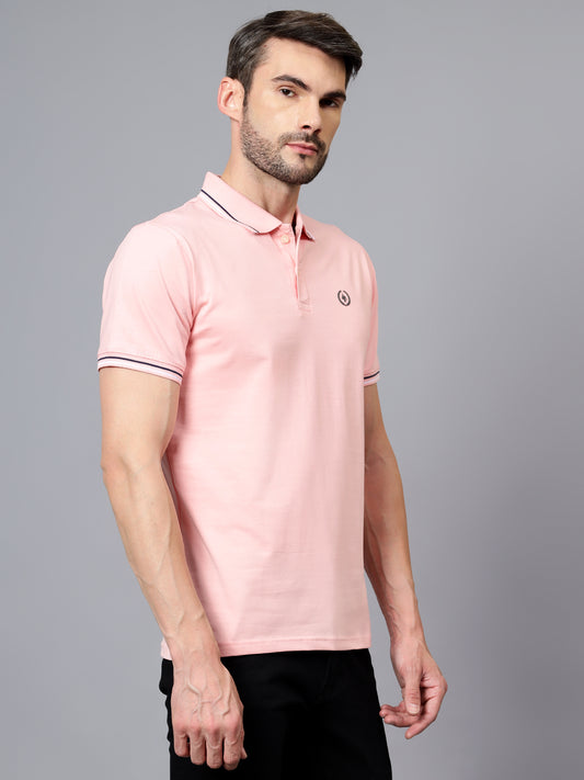 T-Shirt for Men | Breathable & Soft with Color Fastness Regular Fit Polo Neck Cotton Blend Fabric Solid Pattern