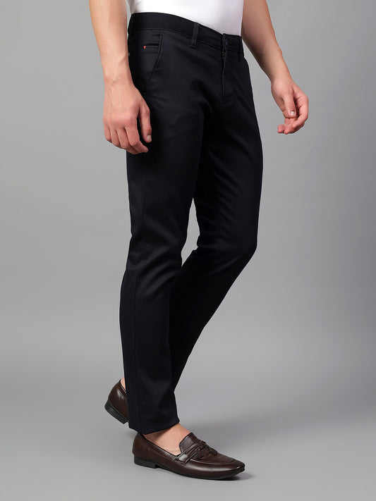 Casual Trouser for Men | Breathable & Soft with Color Fastness Regular Fit Cotton Blend Fabric Self Design Pattern Button Closure