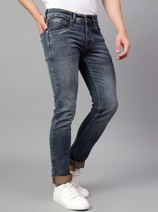 Denim Jeans for Men l Breathable & Soft with Color Fastness Ultra Narrow Fit Cotton Fabric Solid Pattern Button Closure