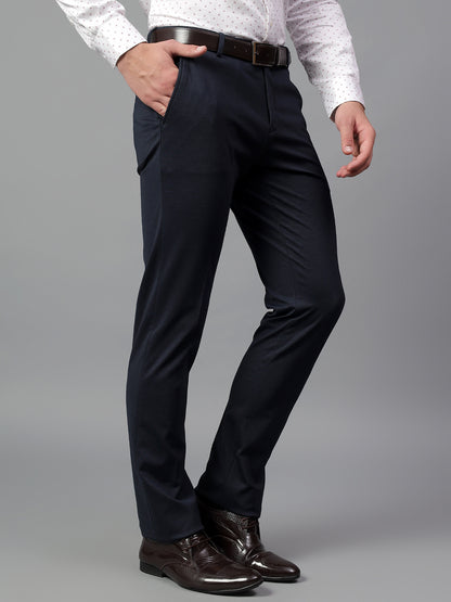 Formal Trouser for Men | Breathable & Soft with Color Fastness Regular Fit Terry Rayon Fabric Self Design Pattern Hook & Eye Closure