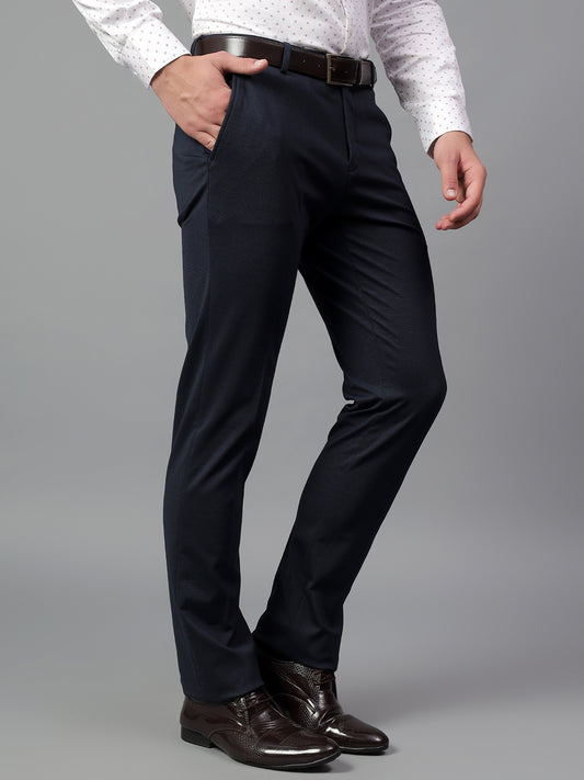 Formal Trouser for Men | Breathable & Soft with Color Fastness Regular Fit Terry Rayon Fabric Self Design Pattern Hook & Eye Closure