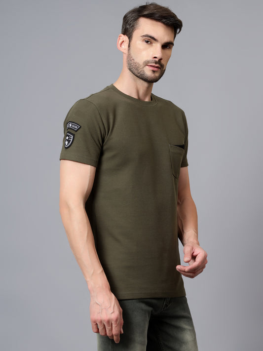 T-Shirt for Men | Breathable & Soft with Color Fastness Regular Fit Round Neck Poly Cotton Fabric Solid Pattern