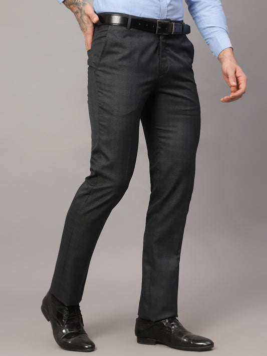 Formal Trouser for Men | Breathable & Soft with Color Fastness Regular Fit Poly Viscose Fabric Checkered Pattern Hook & Eye Closure