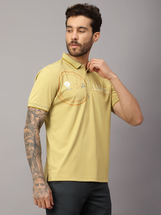 T-Shirt for Men | Breathable & Soft with Color Fastness Regular Fit Polo Neck Poly Cotton Fabric Printed Pattern