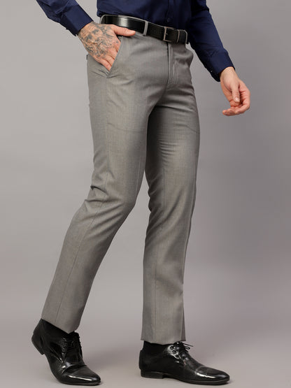 Men's Formal Flat front Grey  Trousers