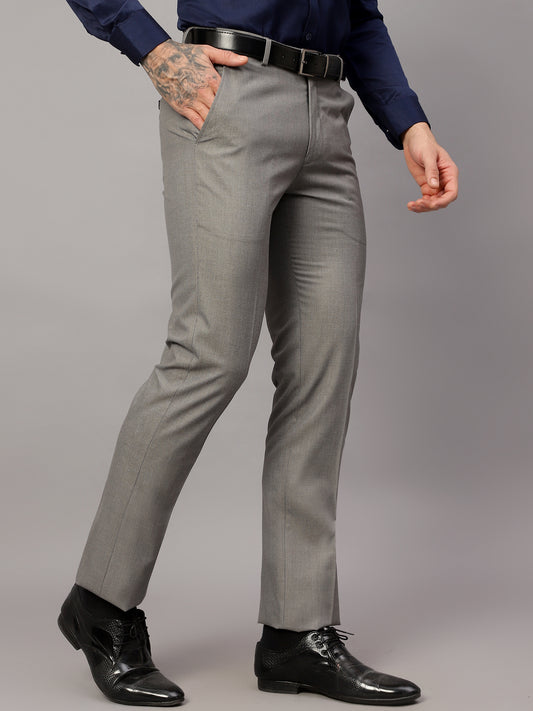 Formal Trouser for Men | Breathable & Soft with Color Fastness Regular Fit Poly Viscose Fabric Self Design Pattern Hook & Eye Closure
