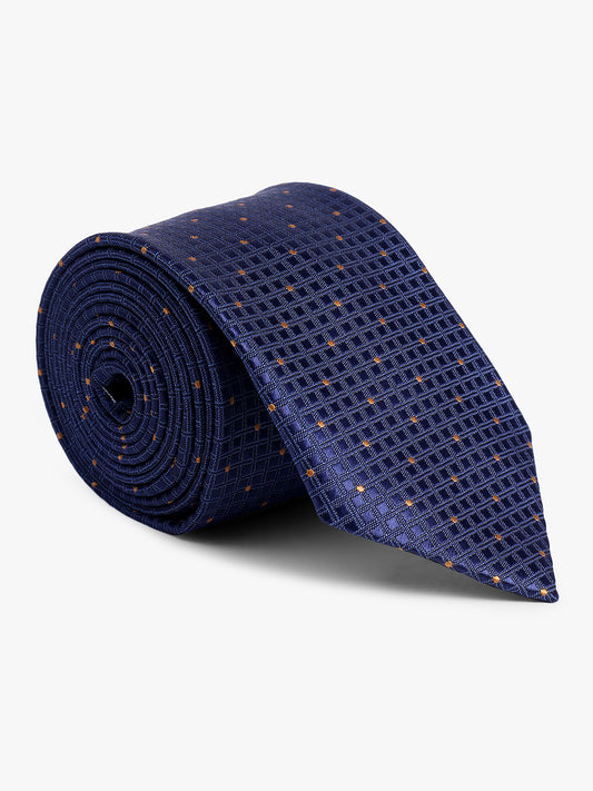 Cantabil Men's Navy Blue Dotted Printed Broad Tie