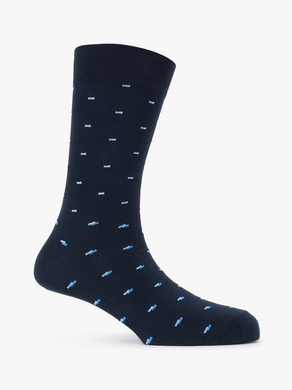Men's Pack Of 5 Navy Blue Crew Length Printed Casual Socks