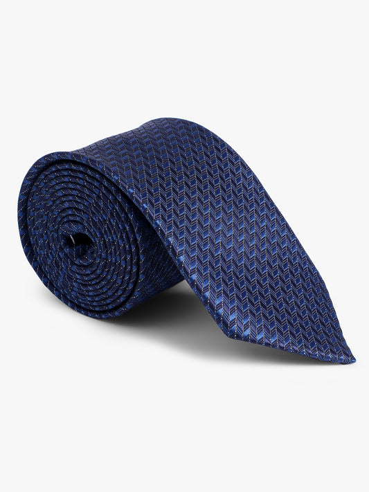 Cantabil Men's Navy Blue Self-Design Broad Tie