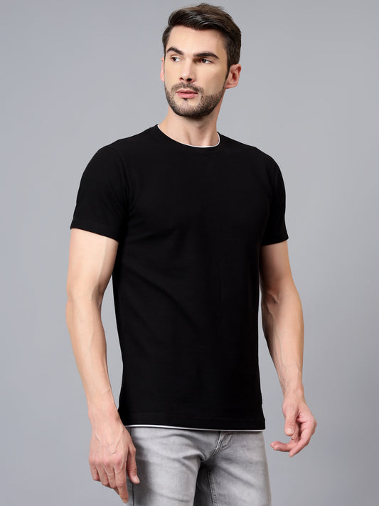 T-Shirt for Men | Breathable & Soft with Color Fastness Regular Fit Round Neck Poly Cotton Fabric Solid Pattern