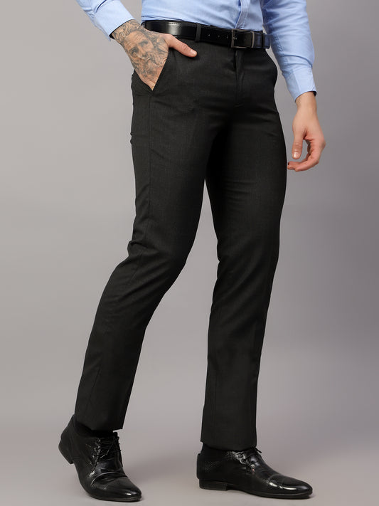 Formal Trouser for Men | Breathable & Soft with Color Fastness Regular Fit Poly Viscose Fabric Checkered Pattern Hook & Eye Closure