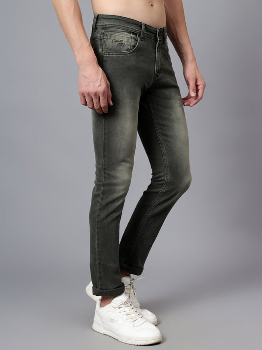 Denim Jeans for Men l Breathable & Soft with Color Fastness Ultra Narrow Fit Cotton Fabric Solid Pattern Button Closure