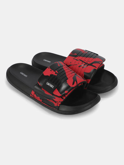 Men's Red Colourblock Sliders