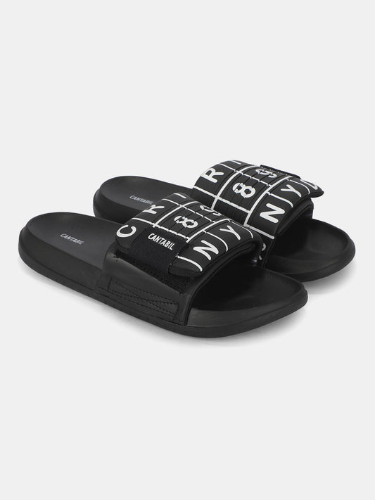 Men's Black Colourblock Sliders
