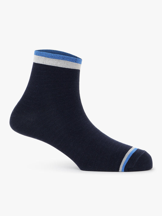Men's Pack Of 5 Blue Ankle Length Colour Blocked Casual Socks