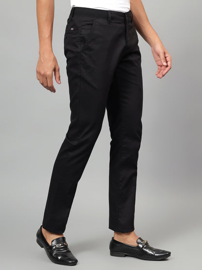 Casual Trouser for Men | Breathable & Soft with Color Fastness Regular Fit Cotton Blend Fabric Self Design Pattern Button Closure