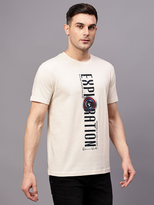 T-Shirt for Men | Breathable & Soft with Color Fastness Regular Fit Round Neck Poly Cotton Fabric Printed Pattern