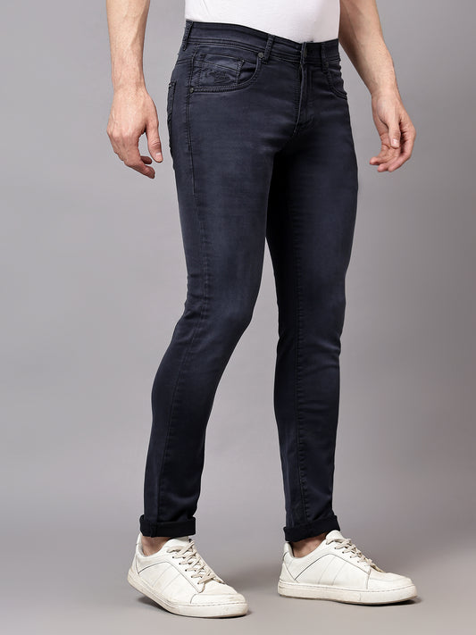 Denim Jeans for Men l Breathable & Soft with Color Fastness Ultra Narrow Fit Cotton Fabric Solid Pattern Button Closure