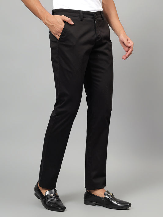 Casual Trouser for Men | Breathable & Soft with Color Fastness Regular Fit Cotton Blend Fabric Solid Pattern Button Closure