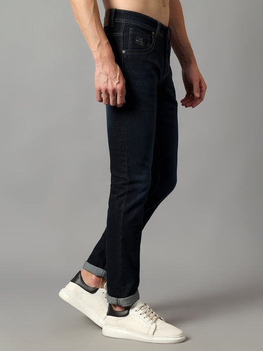 Denim Jeans for Men l Breathable & Soft with Color Fastness Ultra Narrow Fit Cotton Fabric Solid Pattern Button Closure