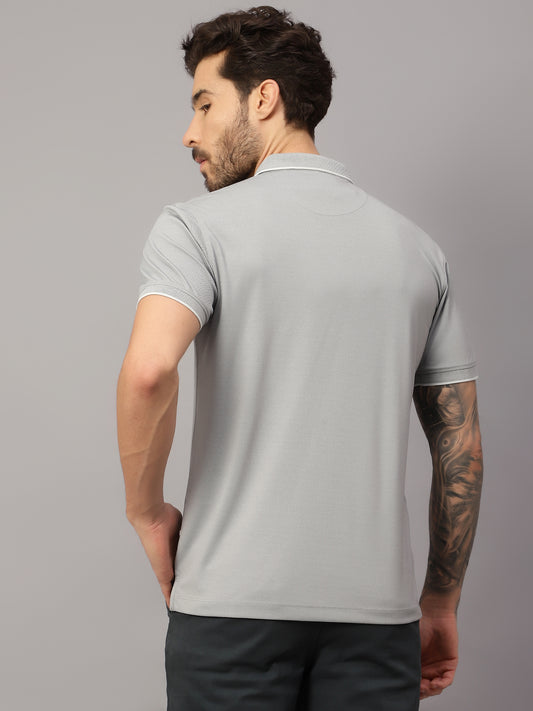T-Shirt for Men | Breathable & Soft with Color Fastness Regular Fit Polo Neck Poly Cotton Fabric Solid Pattern