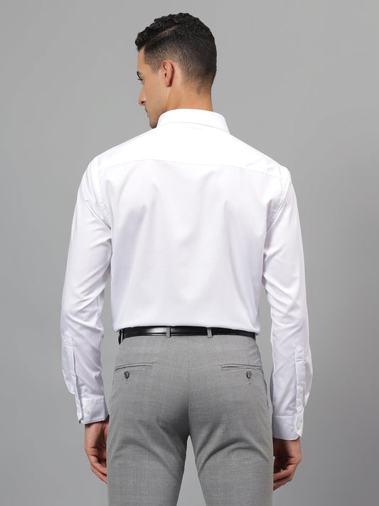 Men's White Solid Formal Full Sleeves Shirt