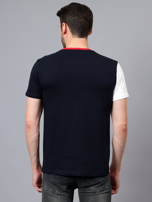 T-Shirt for Men | Breathable & Soft with Color Fastness Regular Fit Round Neck Poly Cotton Fabric Colour Block Pattern