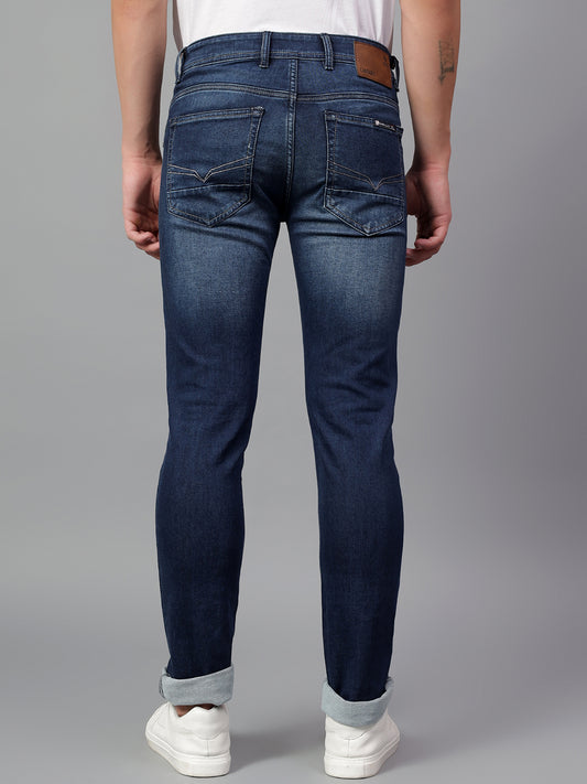 Denim Jeans for Men l Breathable & Soft with Color Fastness Ultra Narrow Fit Cotton Fabric Solid Pattern Button Closure