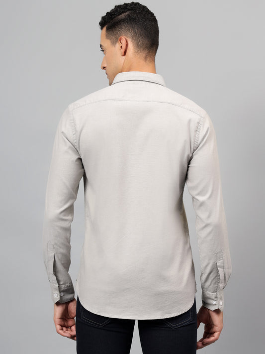Casual Shirt for Men | Breathable & Soft with Color Fastness Regular Fit Spread Collar Neck Cotton Fabric Self Design Pattern