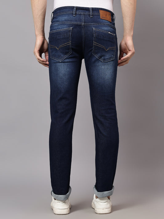 Denim Jeans for Men l Breathable & Soft with Color Fastness Ultra Narrow Fit Cotton Fabric Solid Pattern Button Closure