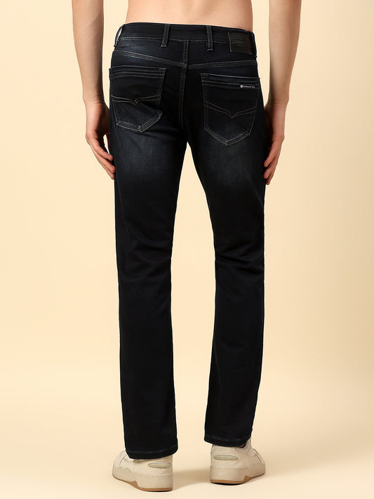 Denim Jeans for Men | Breathable & Soft with Color Fastness Straight Fit Poly Cotton Fabric Solid Pattern Button Closure