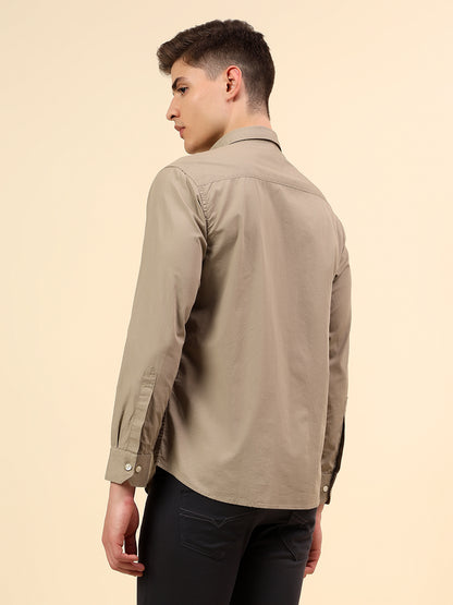 Shirt for Men | Breathable & Soft with Color Fastness Slim Fit Spread Collar Pure Cotton Fabric Solid Pattern