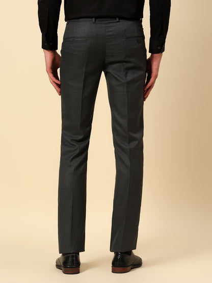 Casual Trouser for Men | Breathable & Soft with Color Fastness Regular Fit Poly Viscose Fabric Self Design Pattern Button Closure