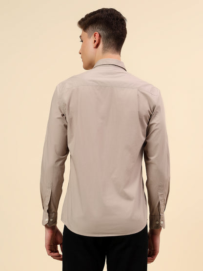 Shirt for Men | Breathable & Soft with Color Fastness Slim Fit Spread Collar Pure Cotton Fabric Solid Pattern