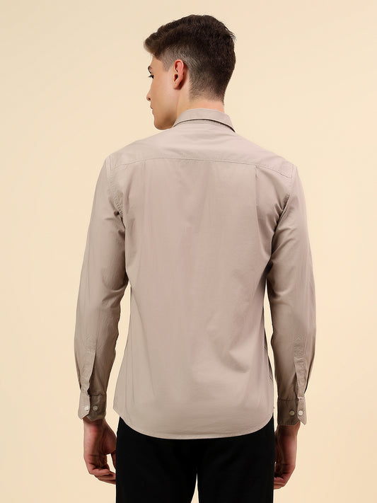 Shirt for Men | Breathable & Soft with Color Fastness Slim Fit Spread Collar Pure Cotton Fabric Solid Pattern