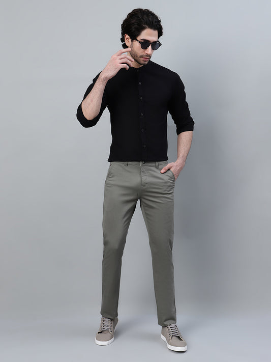 Casual Trouser for Men | Breathable & Soft with Color Fastness Regular Fit Cotton Blend Fabric Solid Pattern Button Closure