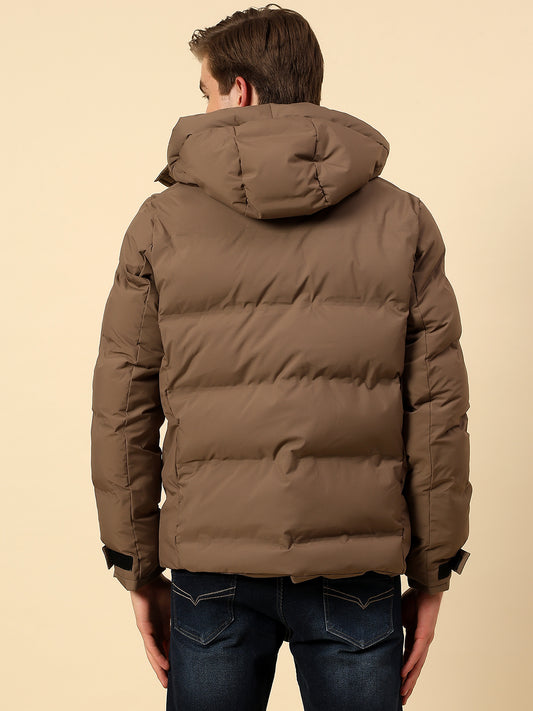 Jacket for Men | Premium Casual Jacket Regular Fit Detachable Hooded Poly Blend Fabric Solid Pattern