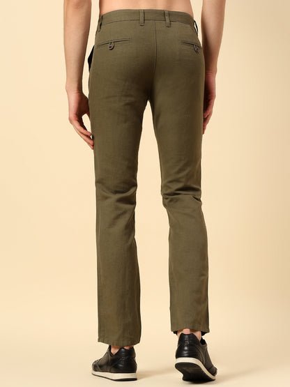 Casual Trouser for Men | Breathable & Soft with Color Fastness Regular Fit Cotton Fabric Solid Pattern Button Closure