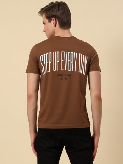 T-Shirt for Men | Breathable & Soft with Color Fastness Regular Fit Round Neck Poly Cotton Fabric Printed Pattern