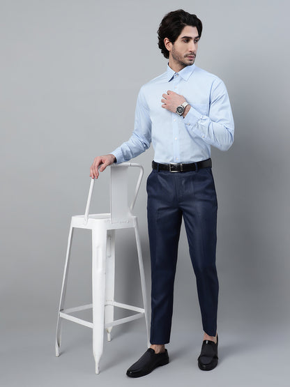 Men's Light Blue Formal Plain Full Sleeve Shirt