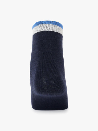 Men's Pack Of 5 Blue Ankle Length Colour Blocked Casual Socks