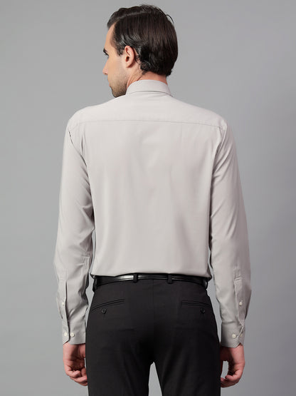 Formal Shirt for Men l Breathable & Soft with Color Fastness Regular Fit Spread Collar Neck Poly Cotton Fabric Solid Pattern