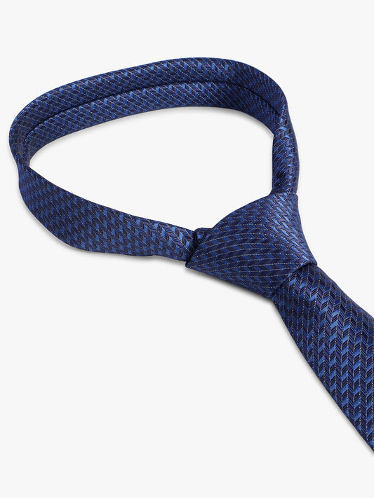Cantabil Men's Navy Blue Self-Design Broad Tie