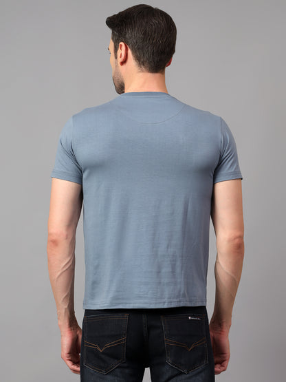 Men's Grey Printed Round Neck Half Sleeve T-shirt