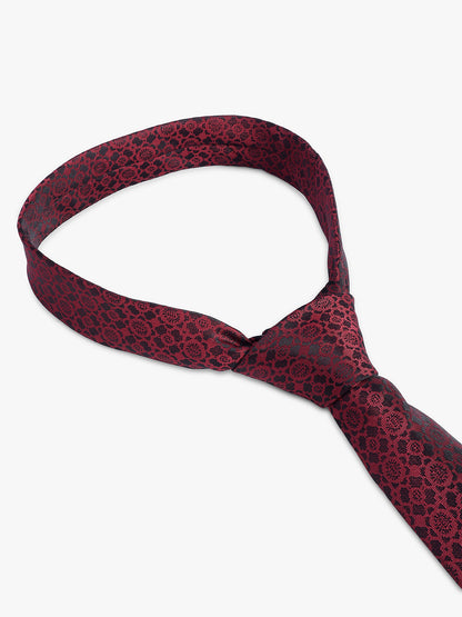Cantabil Men's Maroon Floral Printed Broad Tie