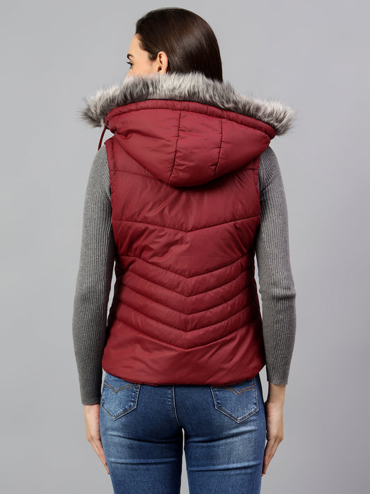 Women's Solid Black Mock Neck Full Sleeves Casual Jacket